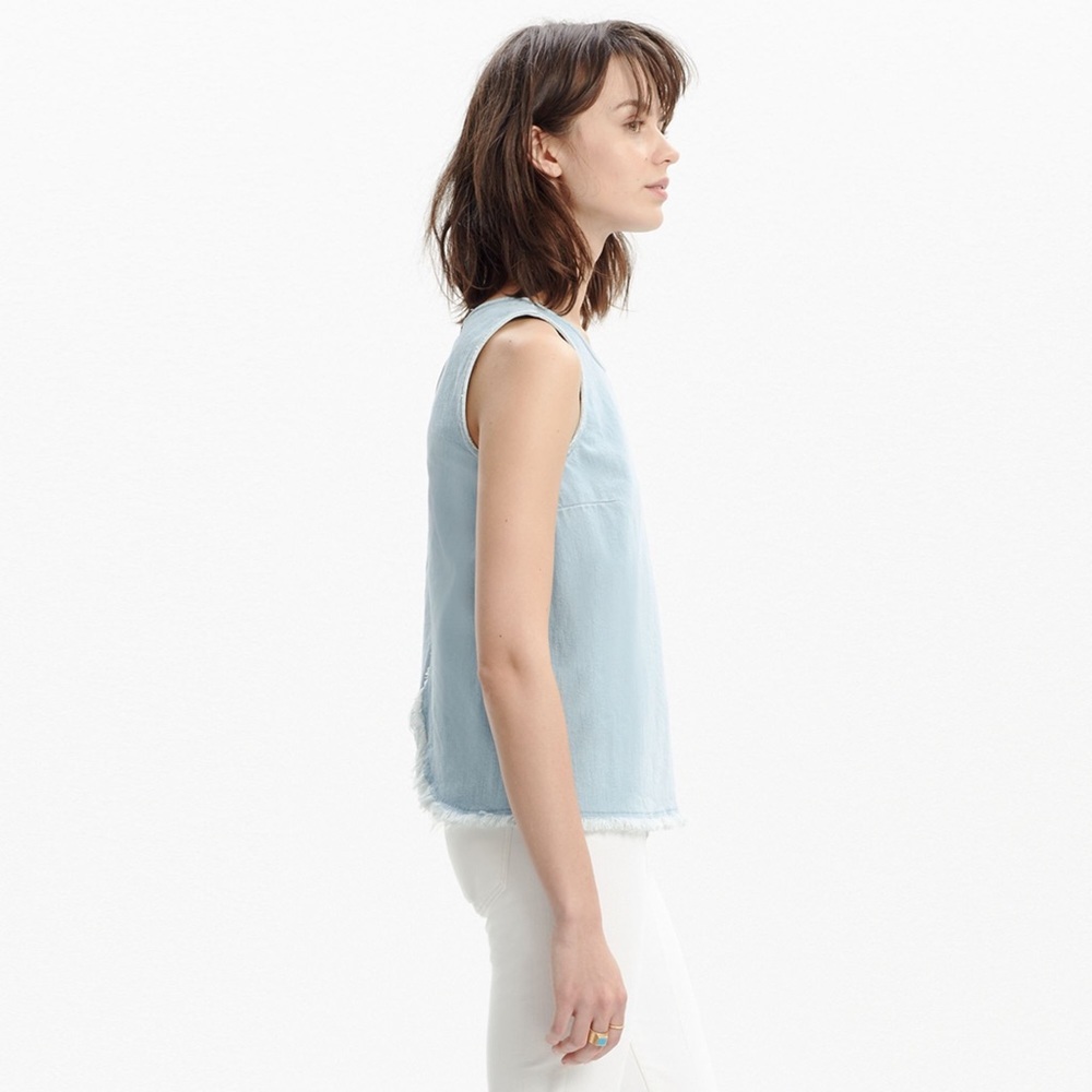 MADEWELL raw edge cutout denim tank - Picture 3 of 8